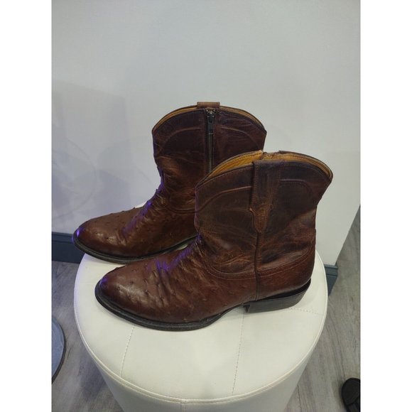 Free Bird Western Mens Freebird Genuine Ostrich brown Boots 13 EUC DESPERADO - Picture 12 of 13